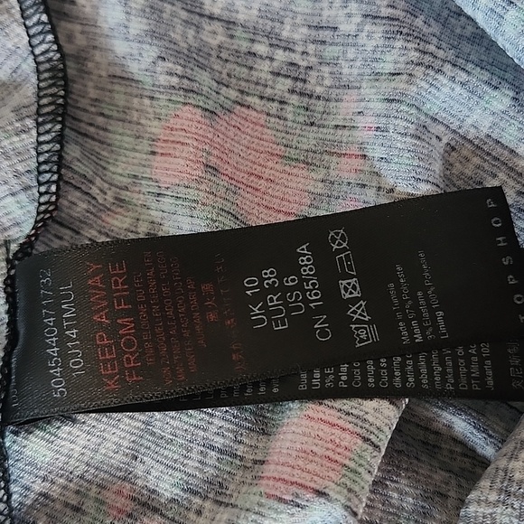 TopShop Black Pink Floral Mini Dress Ruffles Roses Romantic Boho 6 - Picture 8 of 9